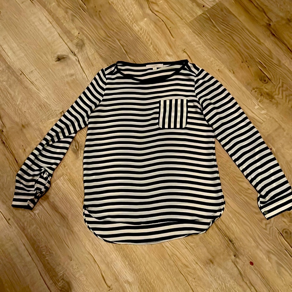 Ann Taylor Loft stripe sheer top. Size xs
